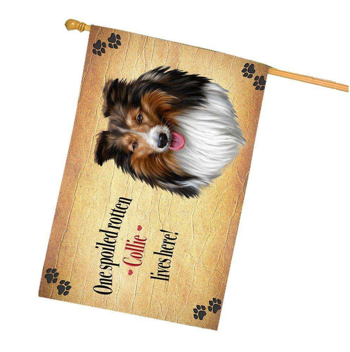 Collie Spoiled Rotten Dog House Flag