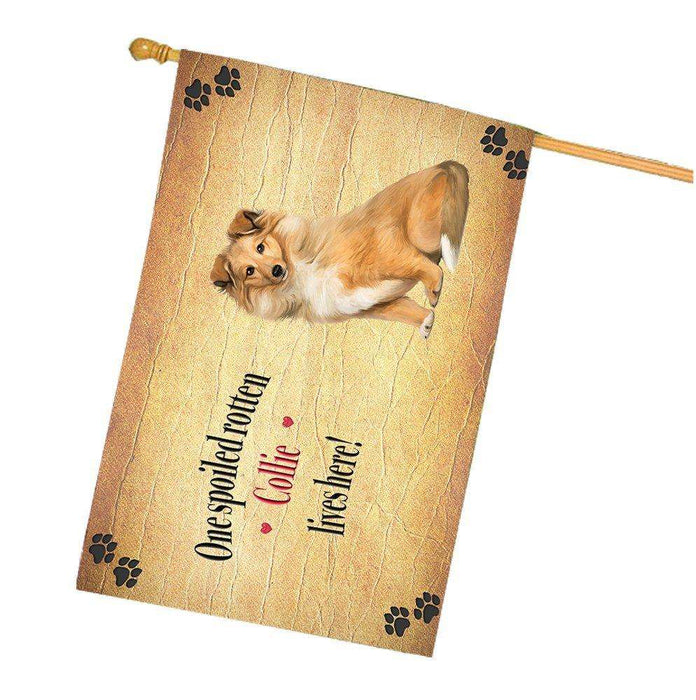 Collie Spoiled Rotten Dog House Flag