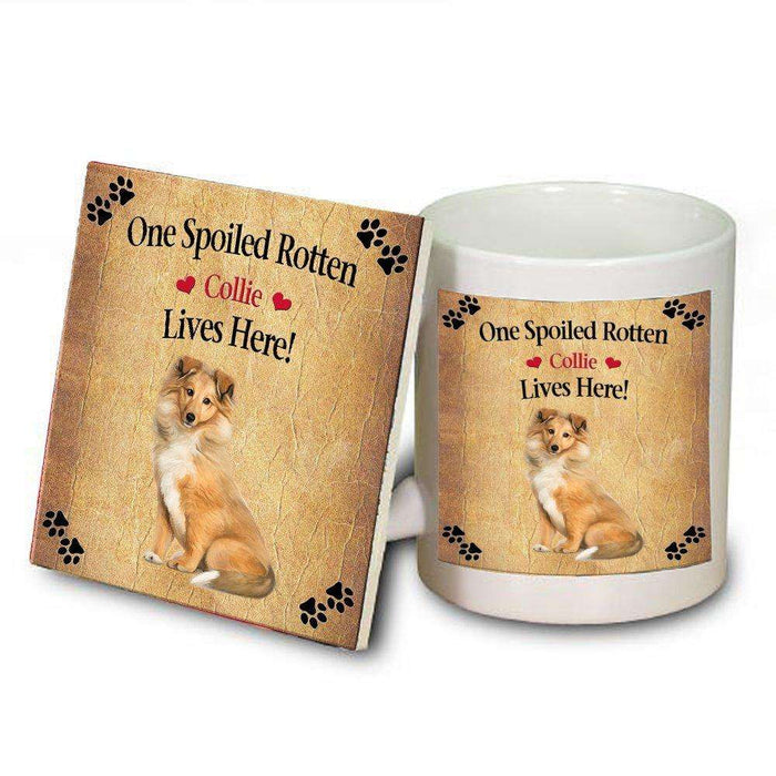 Collie Spoiled Rotten Dog Mug and Coaster Set