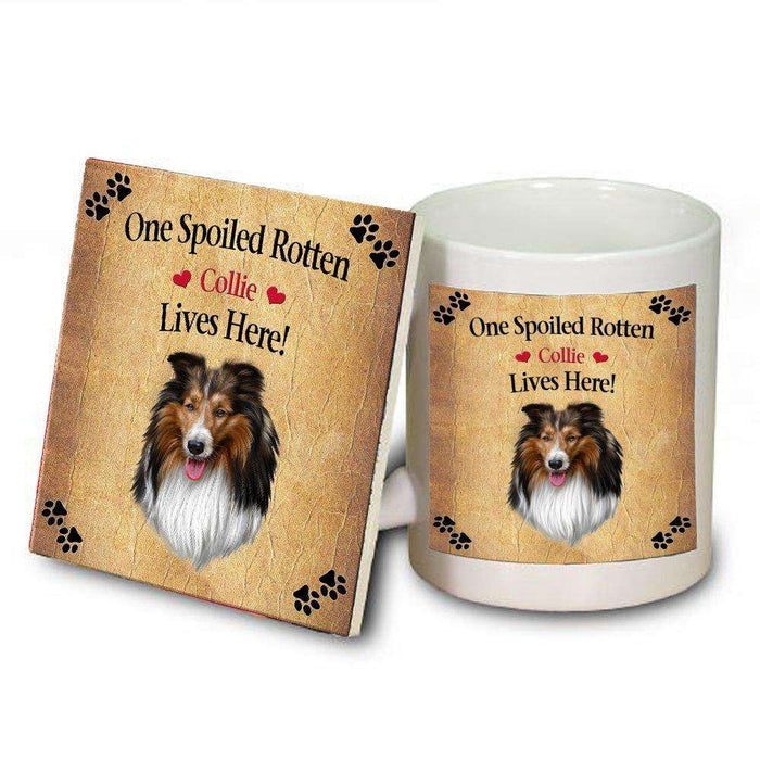 Collie Spoiled Rotten Dog Mug and Coaster Set