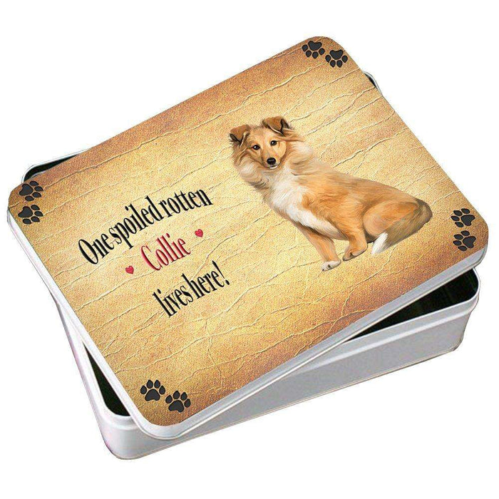 Collie Spoiled Rotten Dog Photo Storage Tin