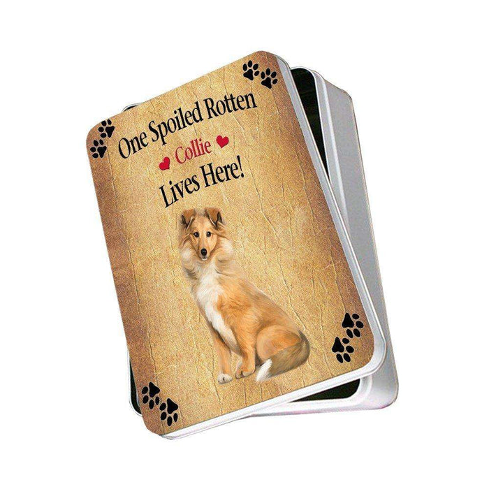 Collie Spoiled Rotten Dog Photo Storage Tin