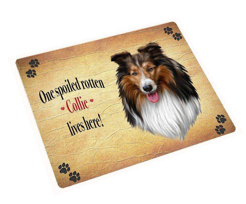 Collie Spoiled Rotten Dog Tempered Cutting Board