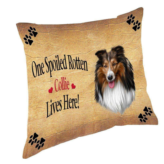 Collie Spoiled Rotten Dog Throw Pillow