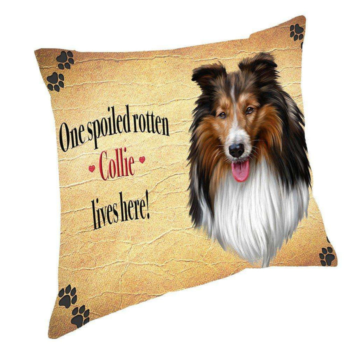 Collie Spoiled Rotten Dog Throw Pillow