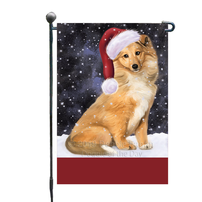 Personalized Let It Snow Happy Holidays Collie Dog Custom Garden Flags GFLG-DOTD-A62334