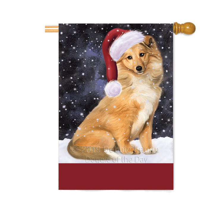 Personalized Let It Snow Happy Holidays Collie Dog Custom House Flag FLG-DOTD-A62390