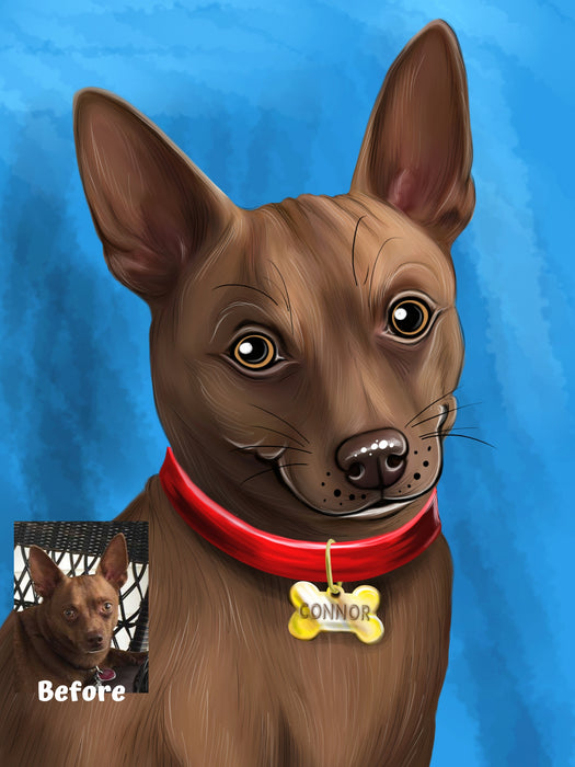 Digital Caricature PERSONALIZED Painting PET PORTRAIT! Custom Pet Photo Dog or Cat Art