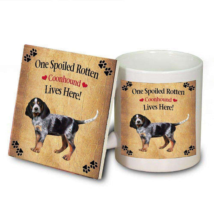 Coonhound Bluetick Puppy Spoiled Rotten Dog Mug and Coaster Set