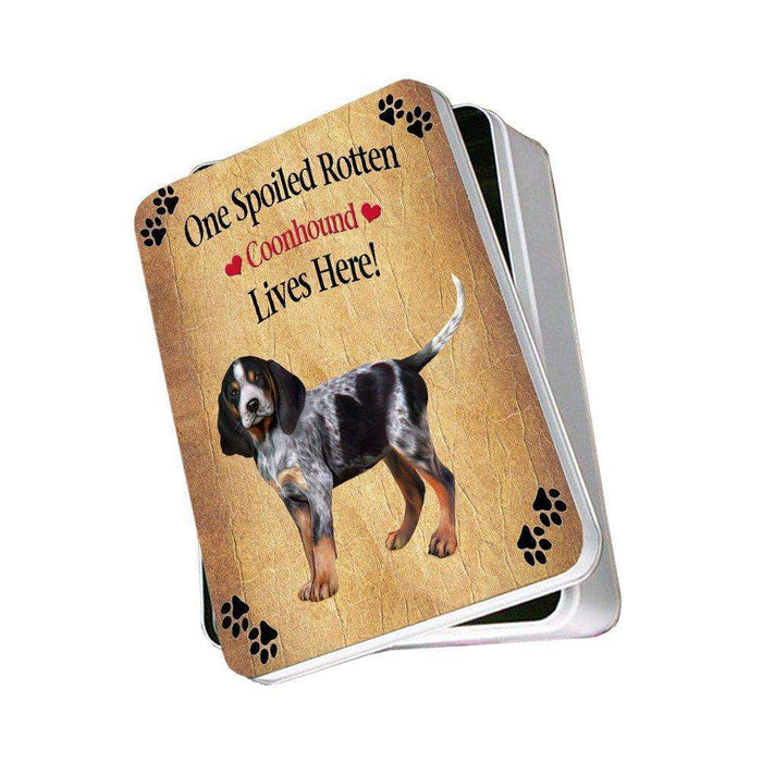 Coonhound Bluetick Puppy Spoiled Rotten Dog Photo Storage Tin