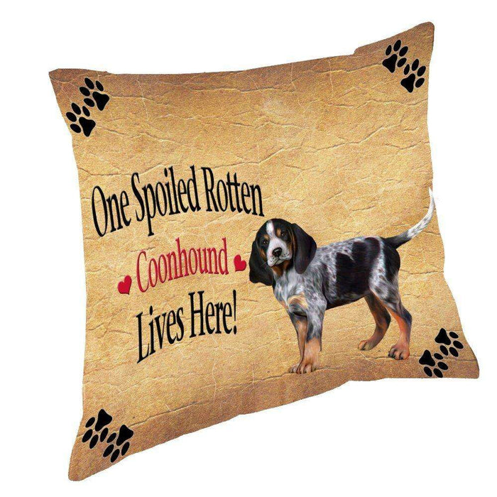 Coonhound Bluetick Puppy Spoiled Rotten Dog Throw Pillow