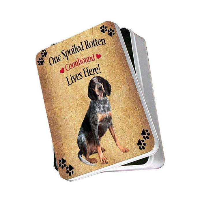 Coonhound Bluetick Spoiled Rotten Dog Photo Storage Tin