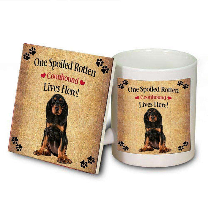 Coonhound Spoiled Rotten Dog Mug and Coaster Set