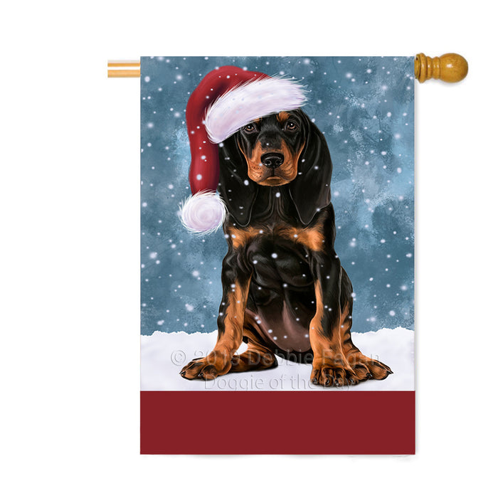 Personalized Let It Snow Happy Holidays Coonhound Dog Custom House Flag FLG-DOTD-A62391