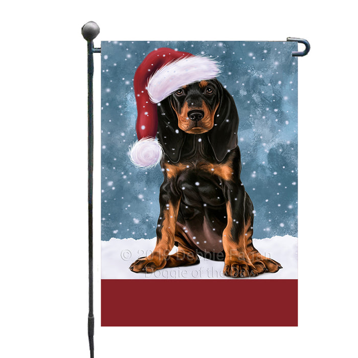 Personalized Let It Snow Happy Holidays Coonhound Dog Custom Garden Flags GFLG-DOTD-A62335