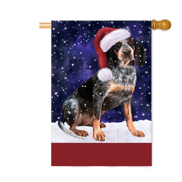 Personalized Let It Snow Happy Holidays Coonhound Bluetick Dog Custom House Flag FLG-DOTD-A62392