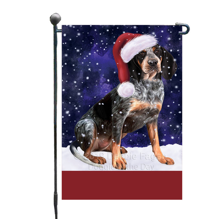 Personalized Let It Snow Happy Holidays Coonhound Bluetick Dog Custom Garden Flags GFLG-DOTD-A62336