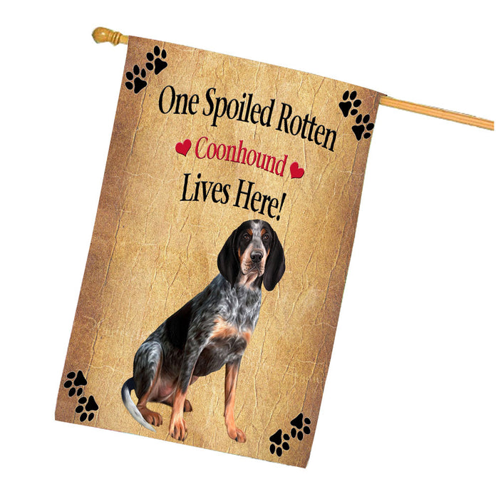 Spoiled Rotten Coonhound Dog House Flag Outdoor Decorative Double Sided Pet Portrait Weather Resistant Premium Quality Animal Printed Home Decorative Flags 100% Polyester FLG68312