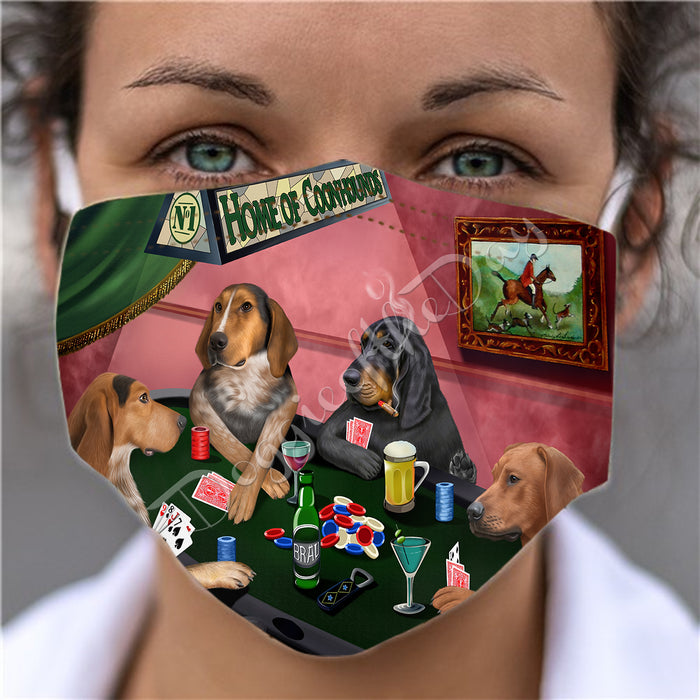 Home of Coonhound Dogs Playing Poker Face Mask FM49785