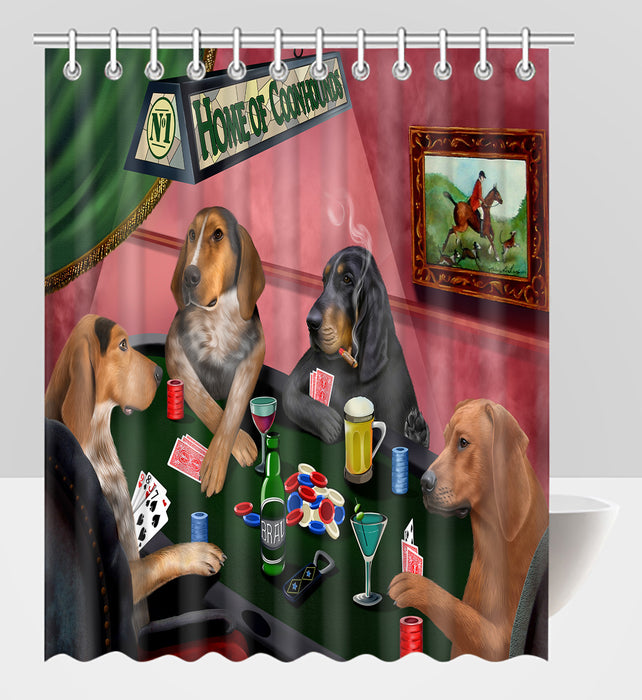 Home of  Coonhound Dogs Playing Poker Shower Curtain