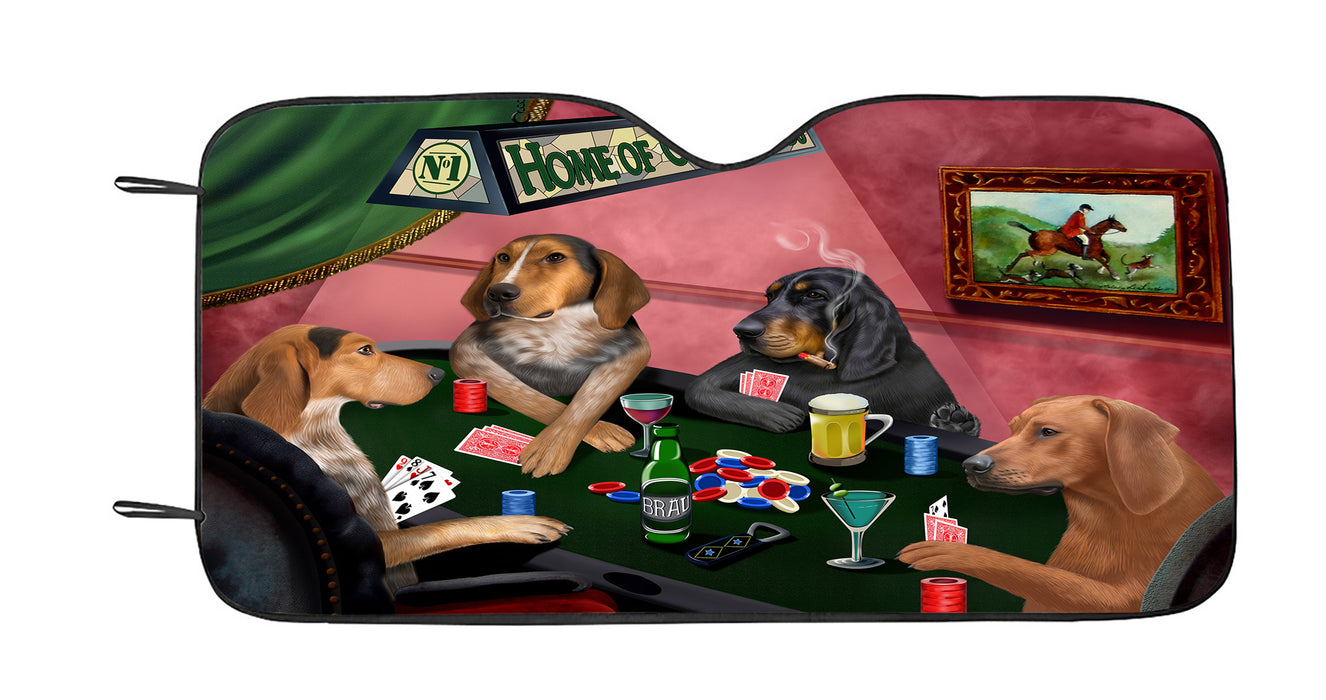 Home of  Coonhound Dogs Playing Poker Car Sun Shade