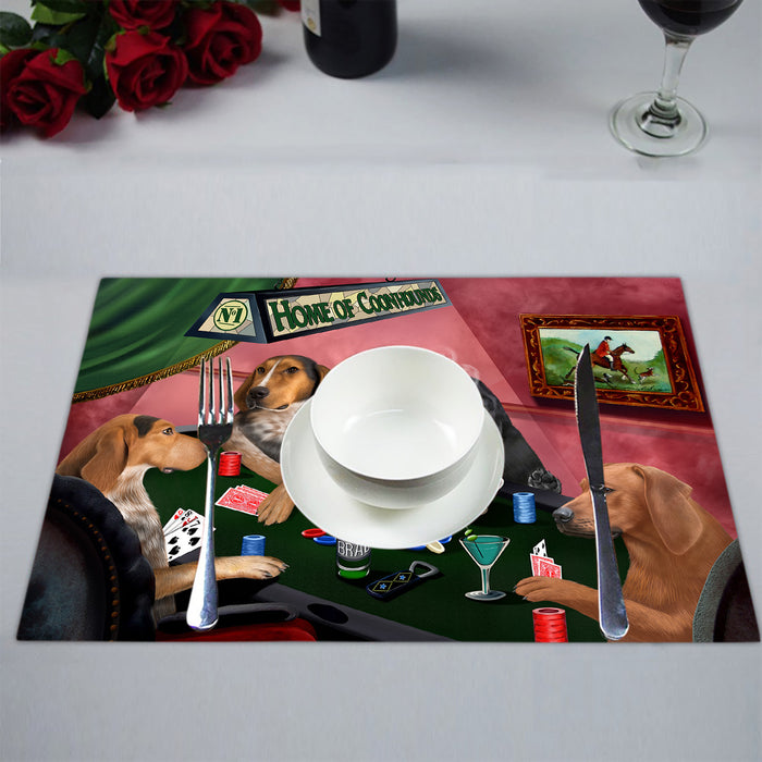 Home of  Coonhound Dogs Playing Poker Placemat
