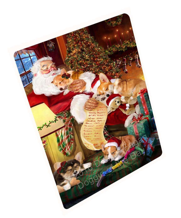 Corgi Dog And Puppies Sleeping With Santa Magnet Mini (3.5" x 2")