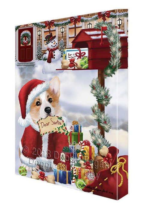 Corgi Dog Dear Santa Letter Christmas Holiday Mailbox Canvas Print Wall Art Décor CVS102896