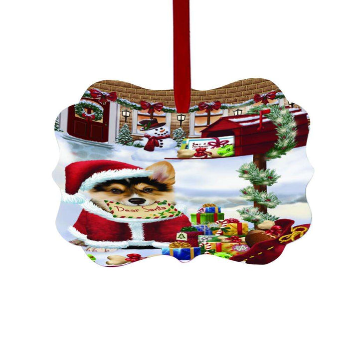 Corgi Dog Dear Santa Letter Christmas Holiday Mailbox Double-Sided Photo Benelux Christmas Ornament LOR49040