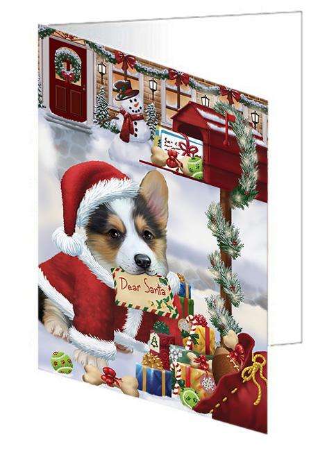 Corgi Dog Dear Santa Letter Christmas Holiday Mailbox Handmade Artwork Assorted Pets Greeting Cards and Note Cards with Envelopes for All Occasions and Holiday Seasons GCD65714