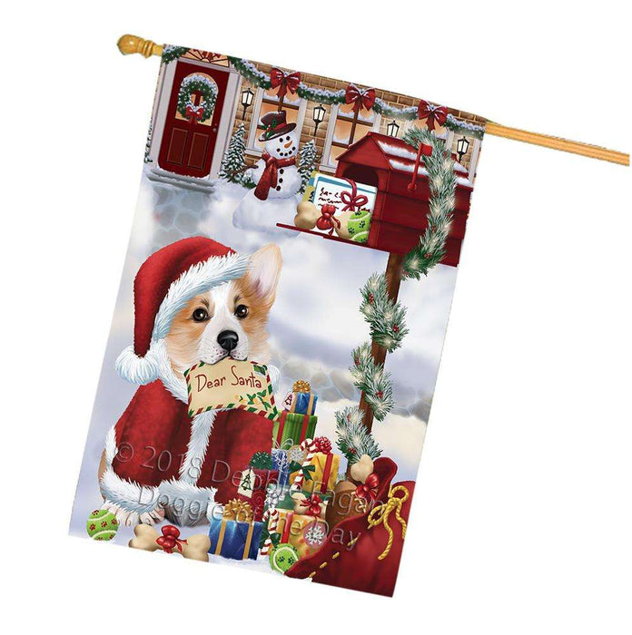 Corgi Dog Dear Santa Letter Christmas Holiday Mailbox House Flag FLG54092