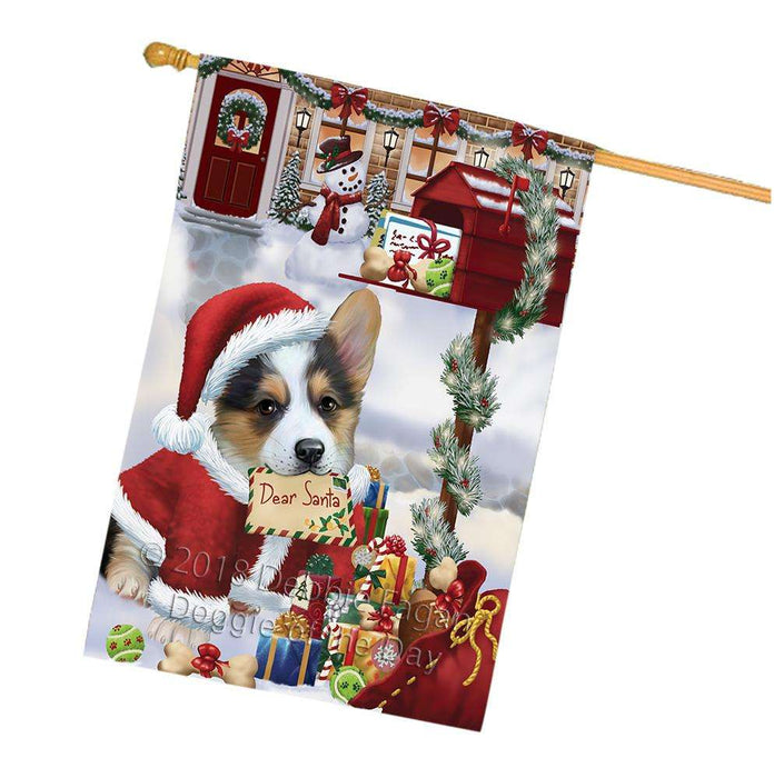 Corgi Dog Dear Santa Letter Christmas Holiday Mailbox House Flag FLG54093