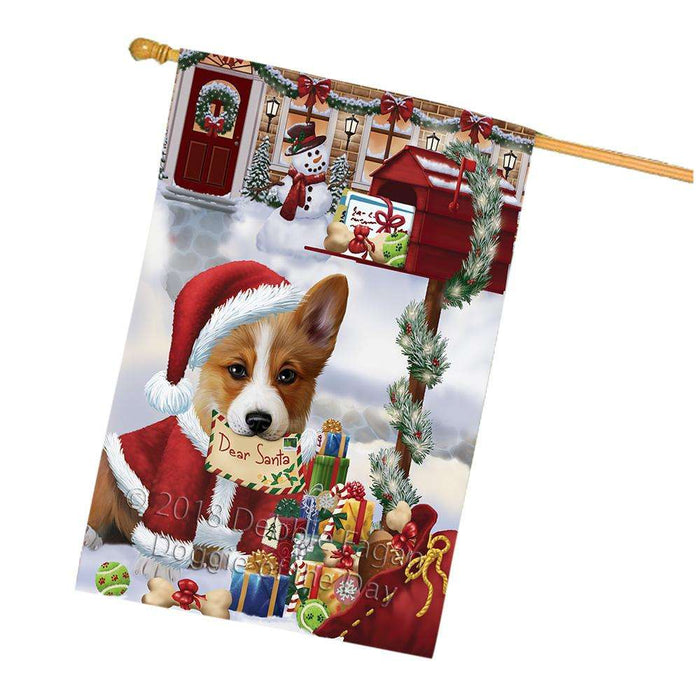 Corgi Dog Dear Santa Letter Christmas Holiday Mailbox House Flag FLG54094