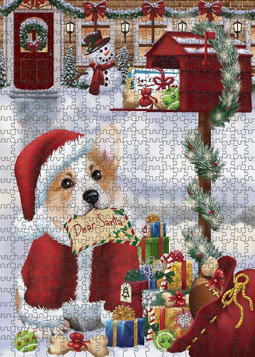Corgi Dog Dear Santa Letter Christmas Holiday Mailbox Puzzle with Photo Tin PUZL82732