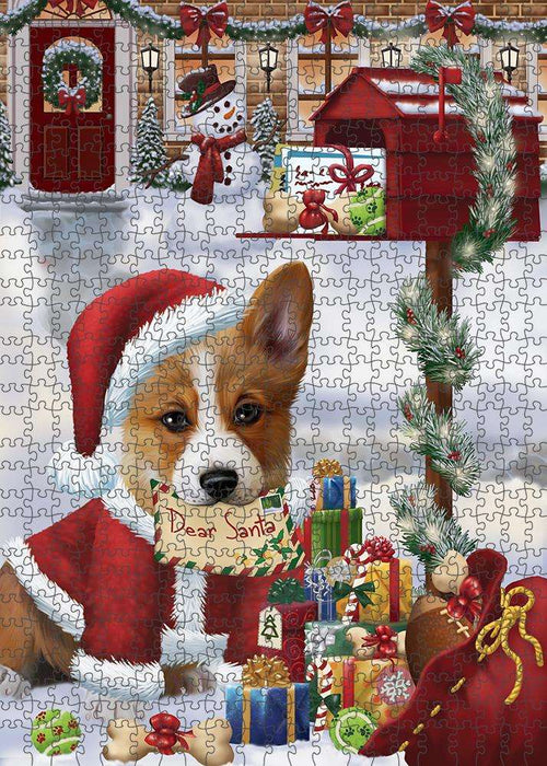 Corgi Dog Dear Santa Letter Christmas Holiday Mailbox Puzzle with Photo Tin PUZL82740
