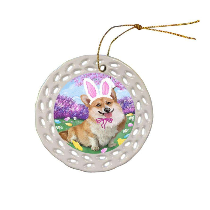 Corgi Dog Easter Holiday Ceramic Doily Ornament DPOR49113