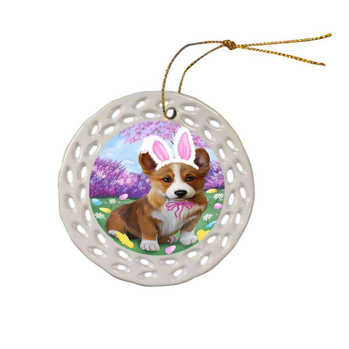 Corgi Dog Easter Holiday Ceramic Doily Ornament DPOR49115