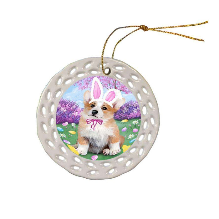 Corgi Dog Easter Holiday Ceramic Doily Ornament DPOR49116