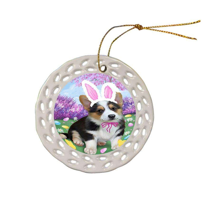 Corgi Dog Easter Holiday Ceramic Doily Ornament DPOR49117