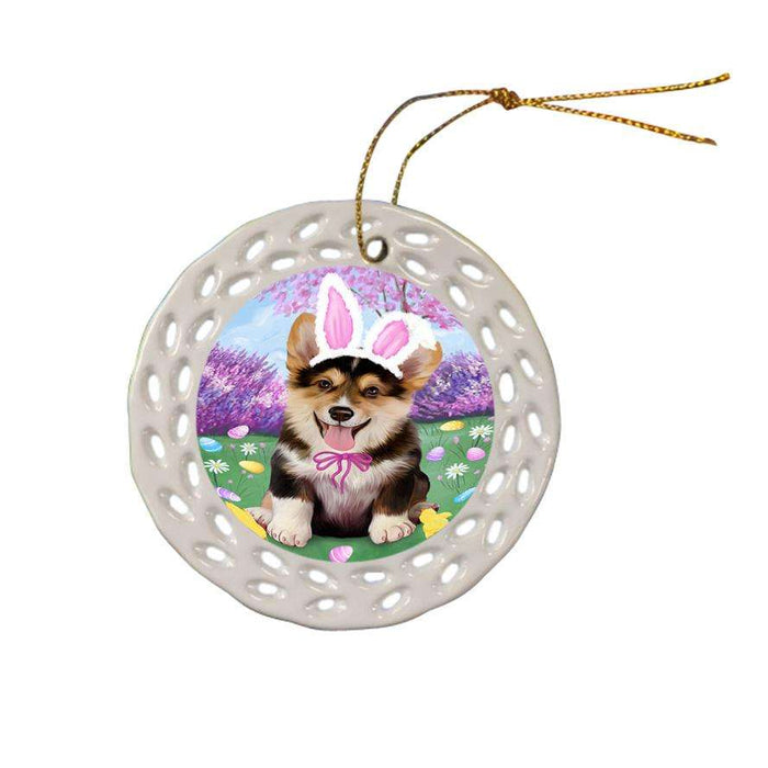 Corgi Dog Easter Holiday Ceramic Doily Ornament DPOR49118