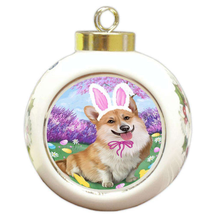 Corgi Dog Easter Holiday Round Ball Christmas Ornament RBPOR49113