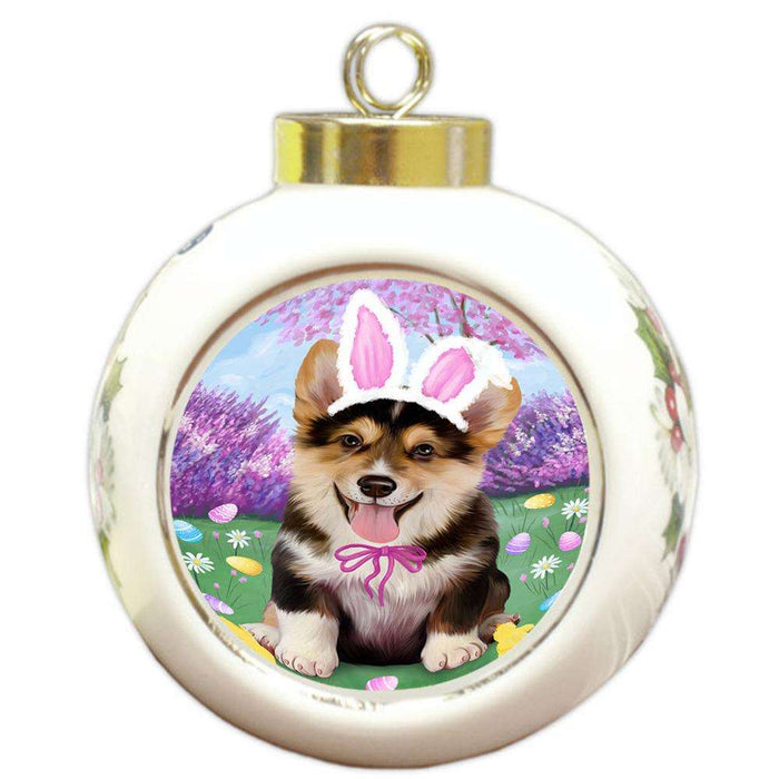 Corgi Dog Easter Holiday Round Ball Christmas Ornament RBPOR49118