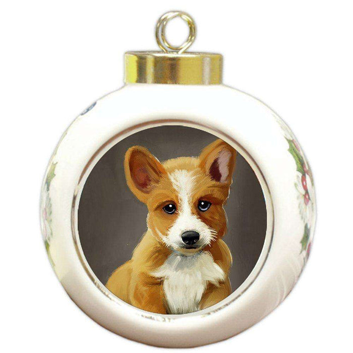 Corgi Dog Round Ball Christmas Ornament
