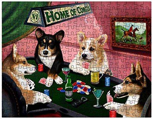 Corgi Dogs Playing Poker 500 Pc. Puzzle with Photo Tin
