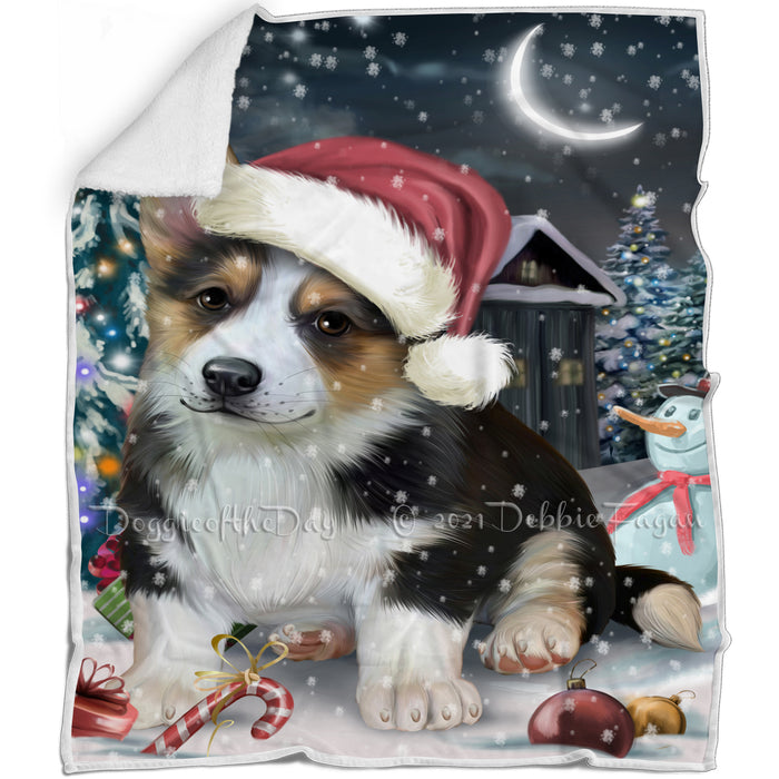 Have a Holly Jolly Christmas Corgi Dog in Holiday Background Blanket D021