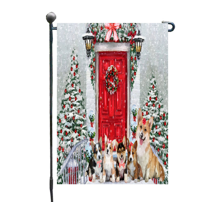 Christmas Holiday Welcome Corgi Dogs Garden Flags- Outdoor Double Sided Garden Yard Porch Lawn Spring Decorative Vertical Home Flags 12 1/2"w x 18"h