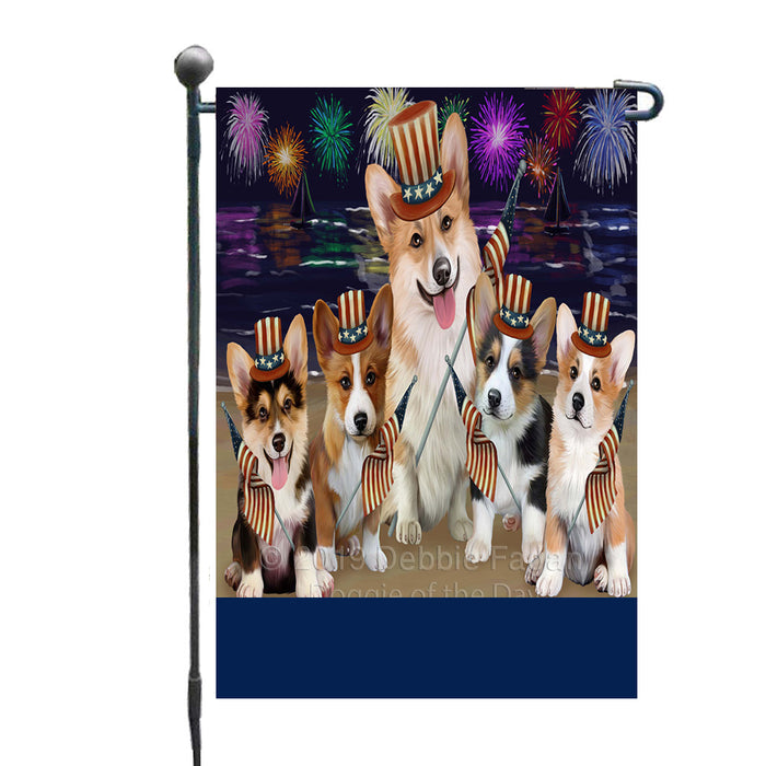 Personalized 4th of July Firework Corgi Dogs Custom Garden Flags GFLG-DOTD-A57891