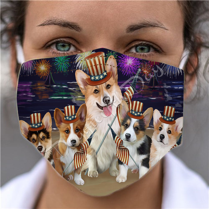 4th of July Independence Day Corgi Dogs Face Mask FM49398