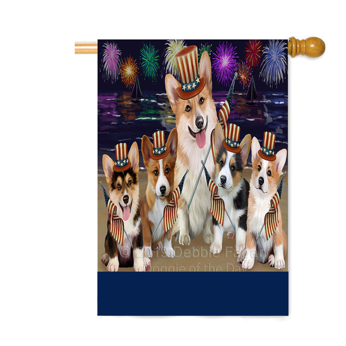 Personalized 4th of July Firework Corgi Dogs Custom House Flag FLG-DOTD-A57947