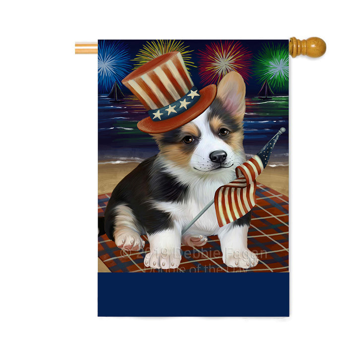 Personalized 4th of July Firework Corgi Dog Custom House Flag FLG-DOTD-A57948